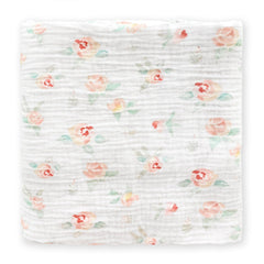 SwaddleDesigns watercolor peachy pink floral blanket for breathable swaddling