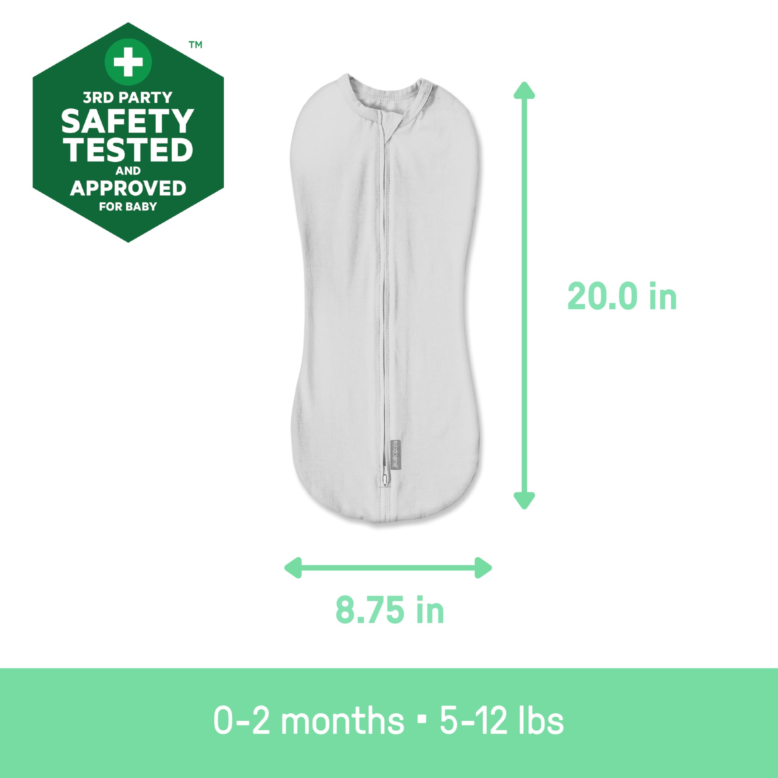 Stage 1 use for newborns who remain swaddled with arms in.