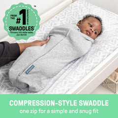SwaddleMe Pod two-way zipper enables quick, quiet diaper changes.