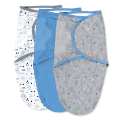 SwaddleMe Dino Time original swaddle; snug fit helps calm baby for sleep.