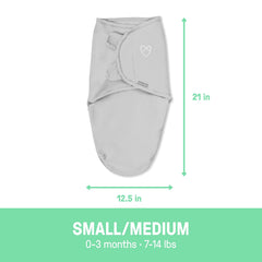 SwaddleMe Dino Time back slits support use in swings and bouncers.