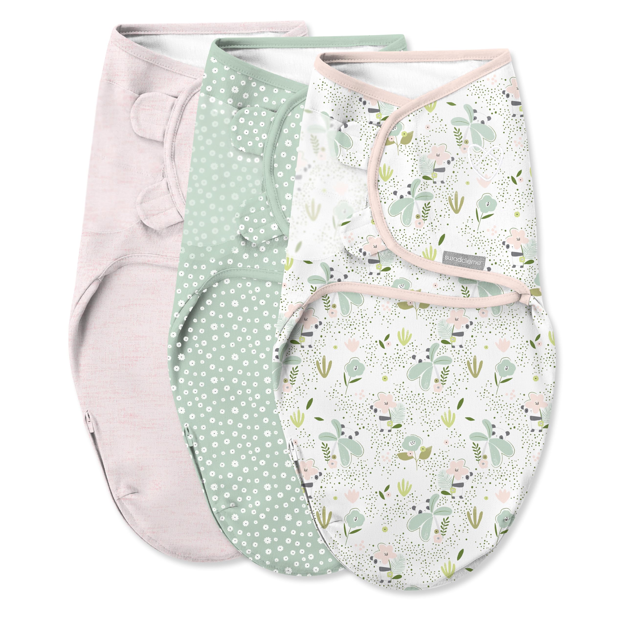 SwaddleMe Easy Change Swaddle panda design with bottom zipper for quick diaper changes