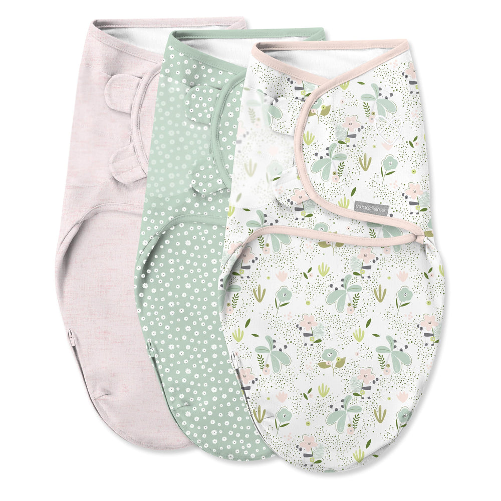 SwaddleMe Easy Change Swaddle panda design with bottom zipper for quick diaper changes