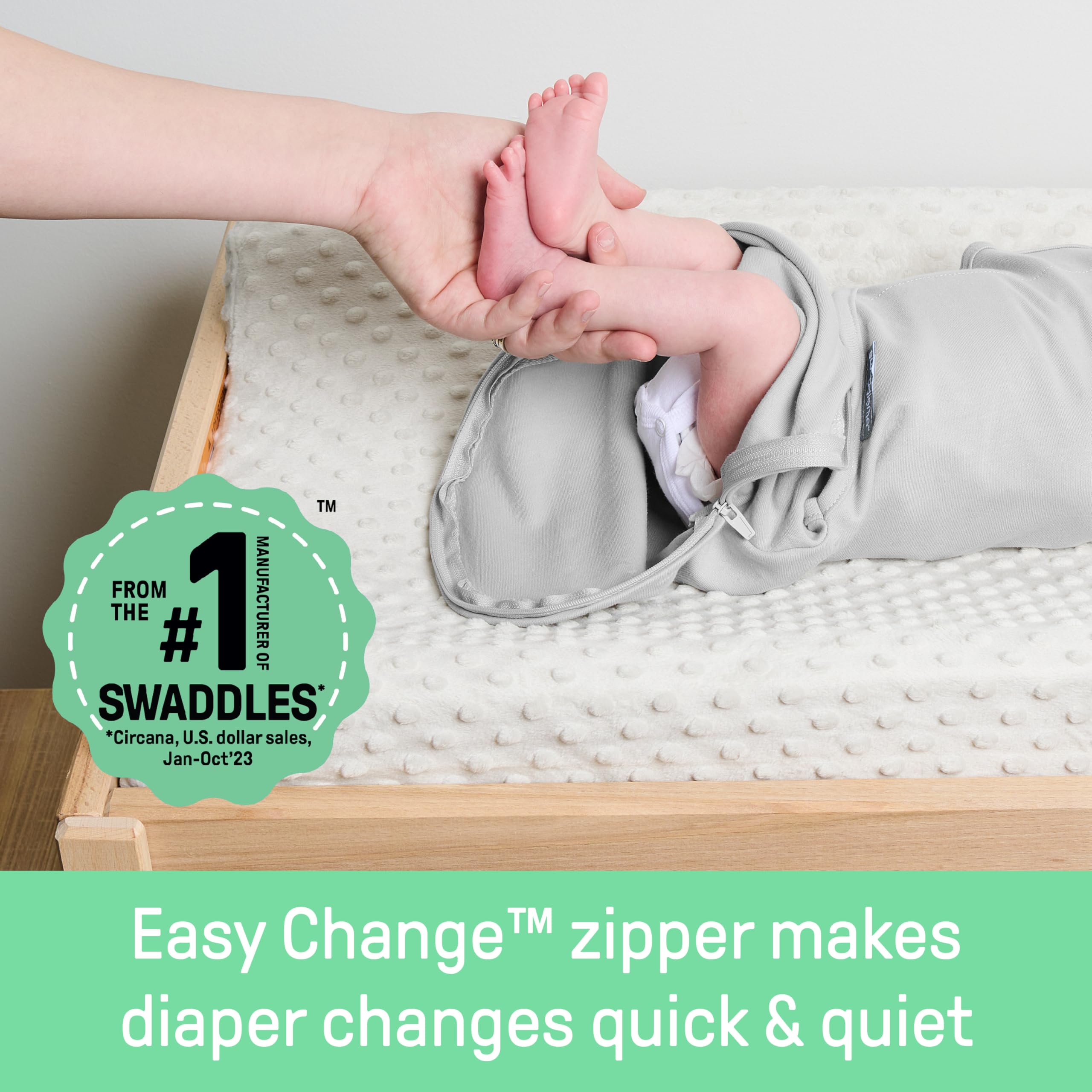 SwaddleMe Easy Change Swaddle panda print with adjustable wings for snug fit