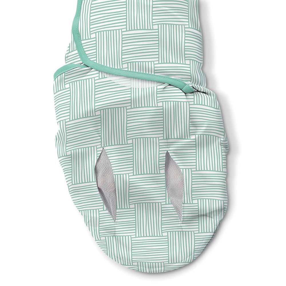 SwaddleMe Luxe swaddle hip-friendly design with extra-wide hip area