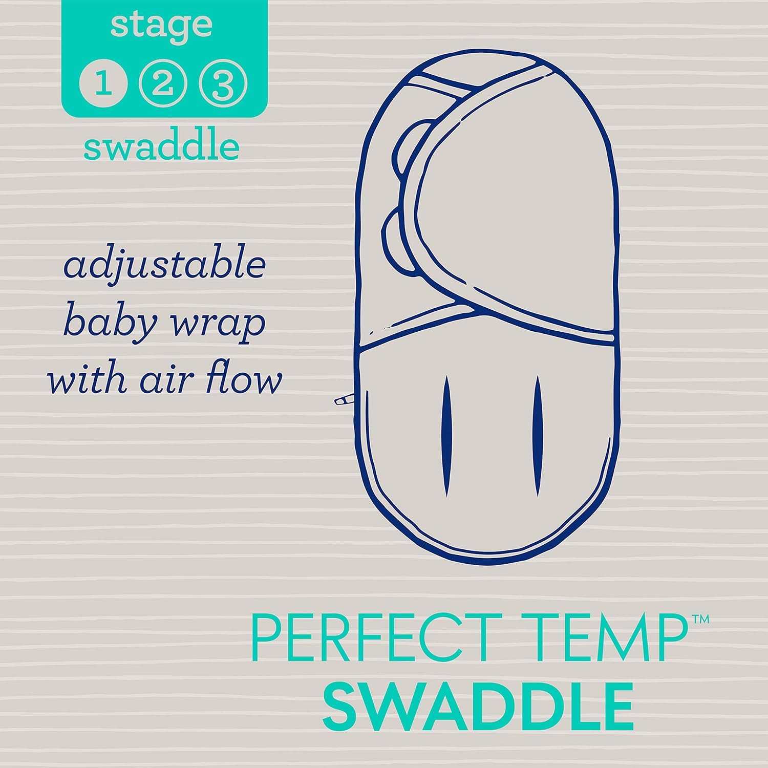 SwaddleMe Luxe Perfect Temp Swaddle sized for 0-3 months, 7-14 lb