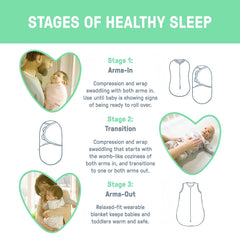 SwaddleMe Night Sack Sleeper hip-healthy design supports movement.