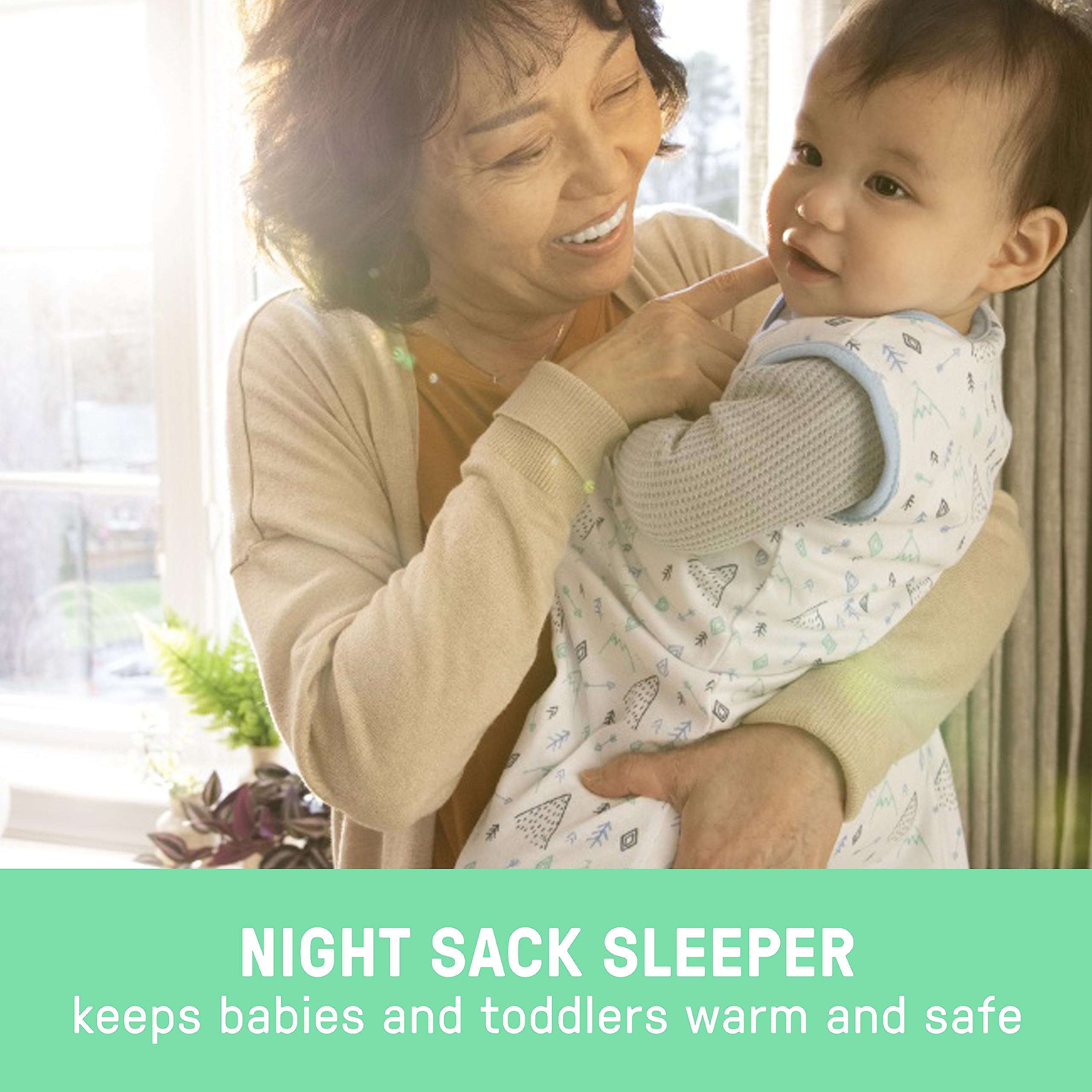 SwaddleMe Night Sack Sleeper two-way zipper for easy diaper changes.