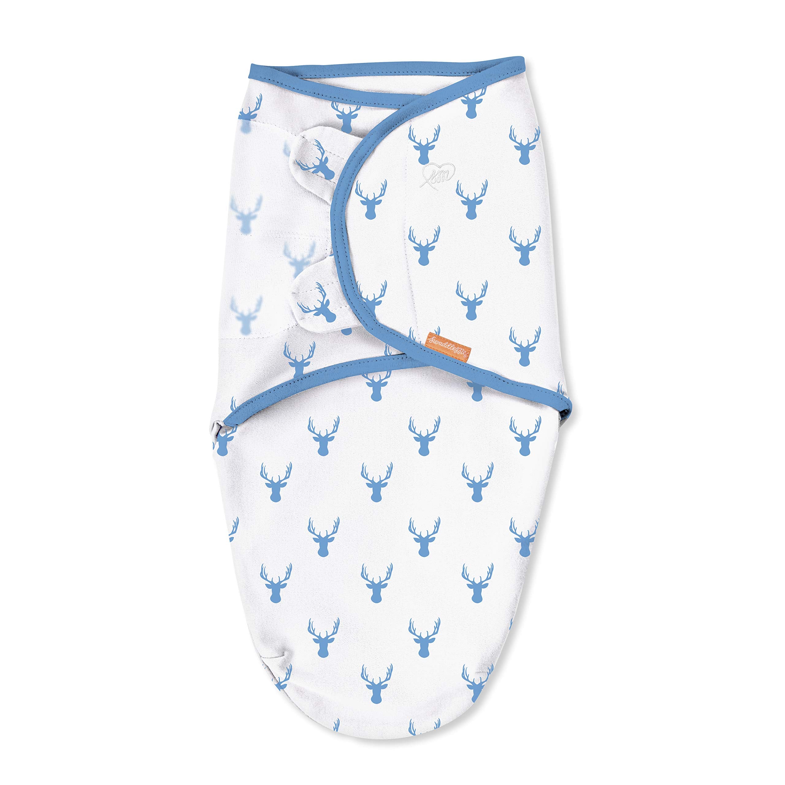 SwaddleMe Original Swaddle Oh Deer hook-and-loop closures prevent loosening