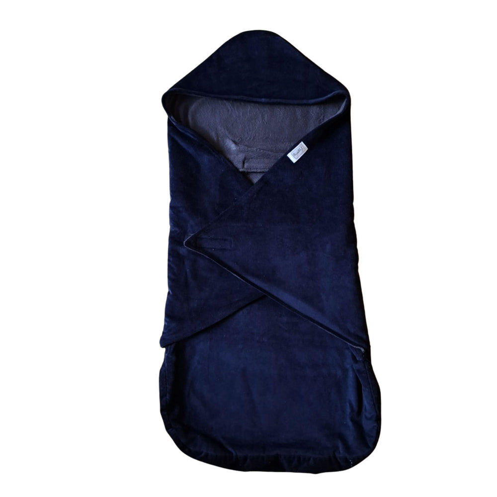 Swaddyl Cord Blue Car Seat Blanket for warm car rides with harness compatibility.