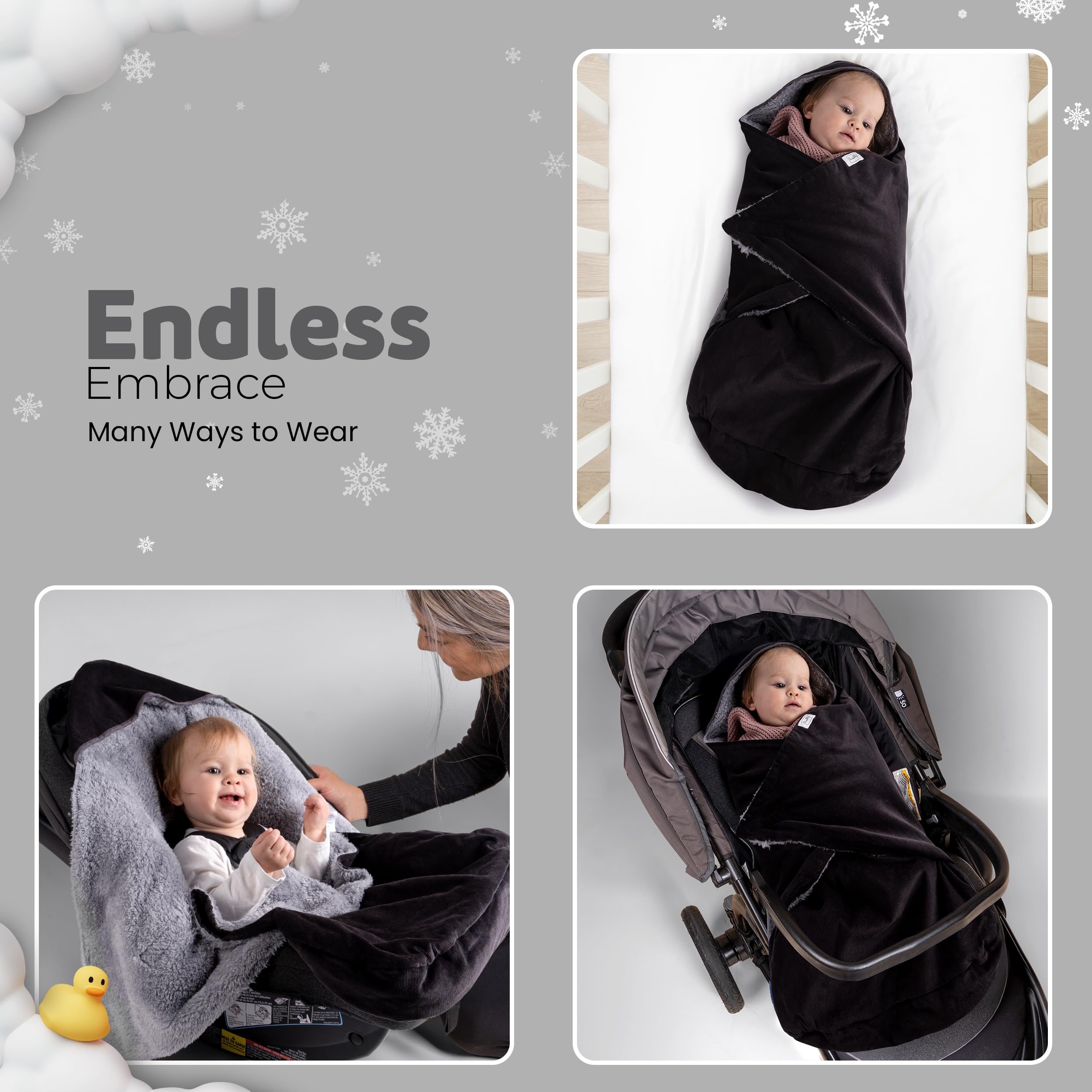 Swaddyl Cord Blue Stroller Footmuff keeps baby snug on chilly walks.