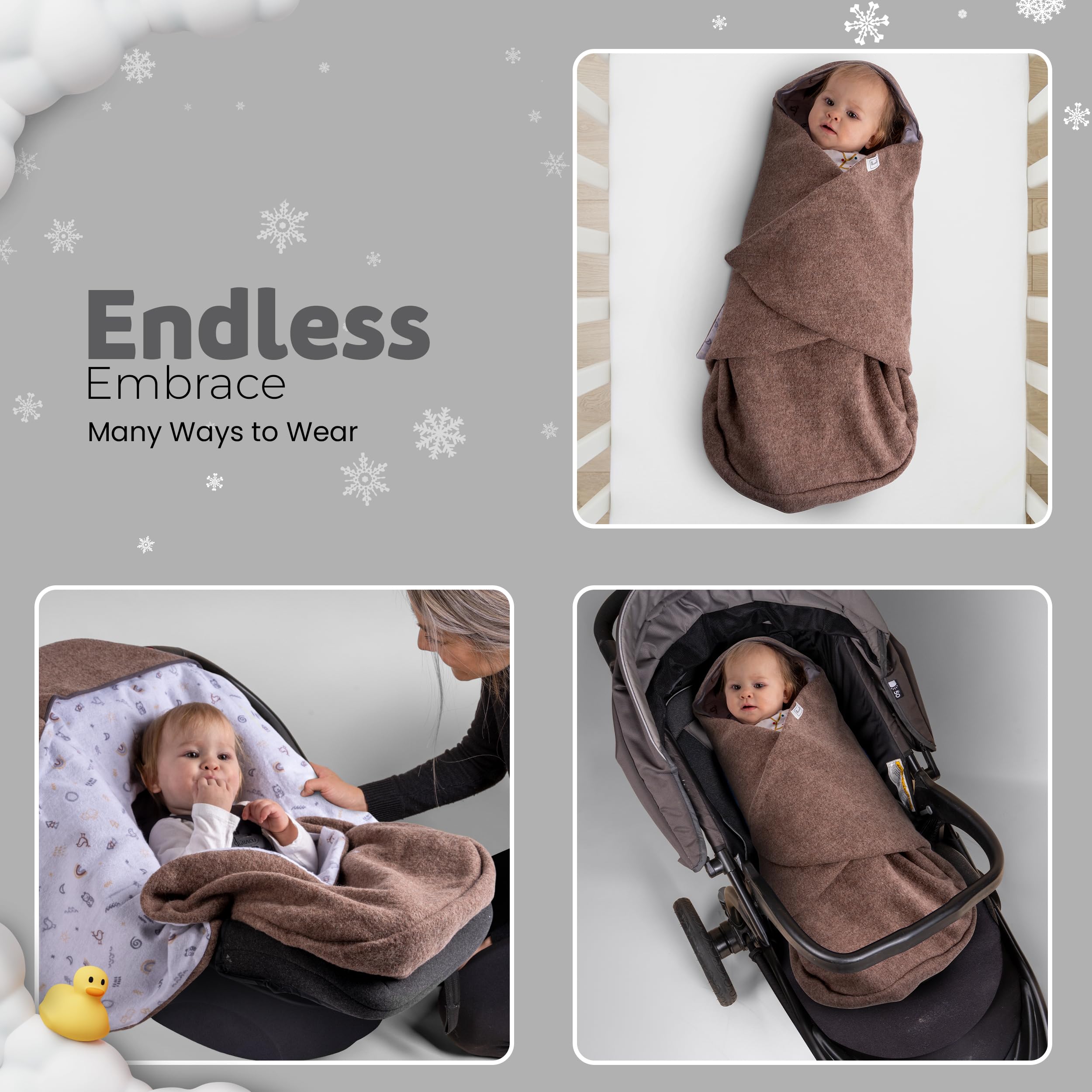 Swaddyl PolarDark square padded blanket adds soft support in a carrycot