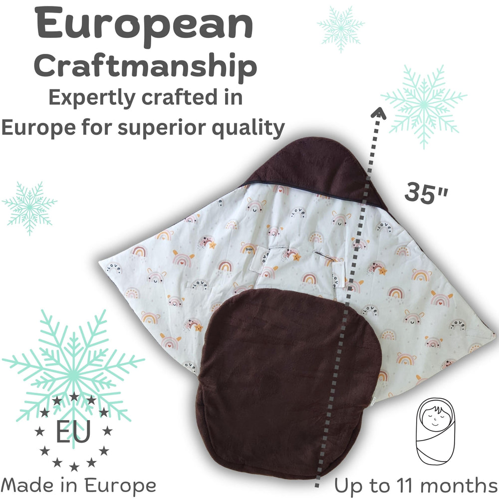 Swaddyl PolarDark stroller footmuff keeps baby cozy on winter walks