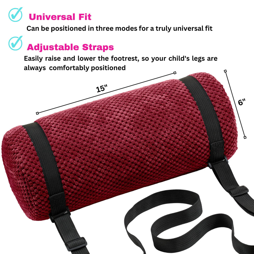 Swanoo adjustable strap foot rest fits most cars and seats securely.
