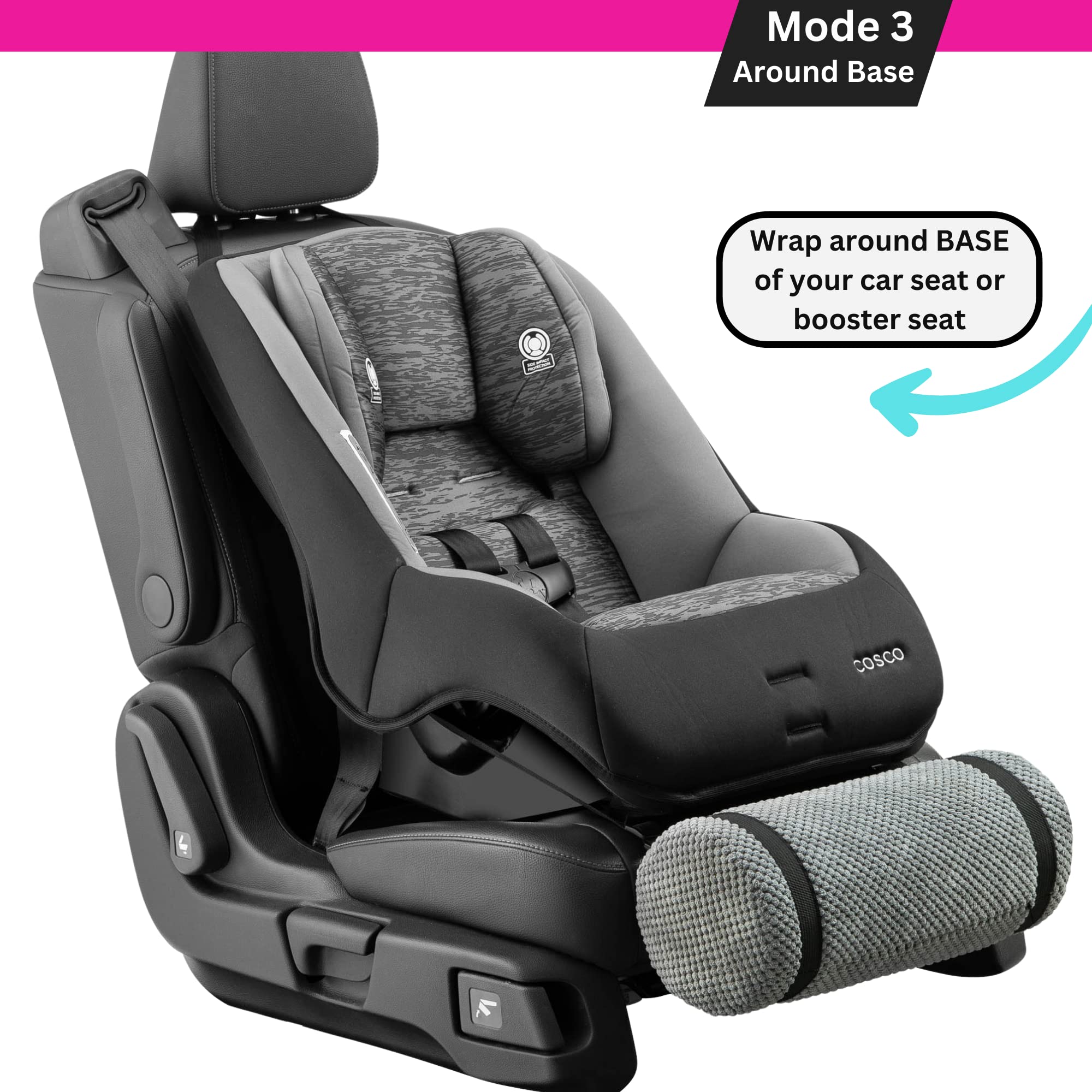 Swanoo headrest-hang option offers flexible placement for front-row comfort.
