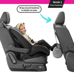 Swanoo dual position setup lets you attach around the base or headrest for flexible comfort