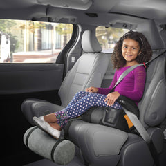 Swanoo foot rest strap adjustable shows easy attachment to most car seats.