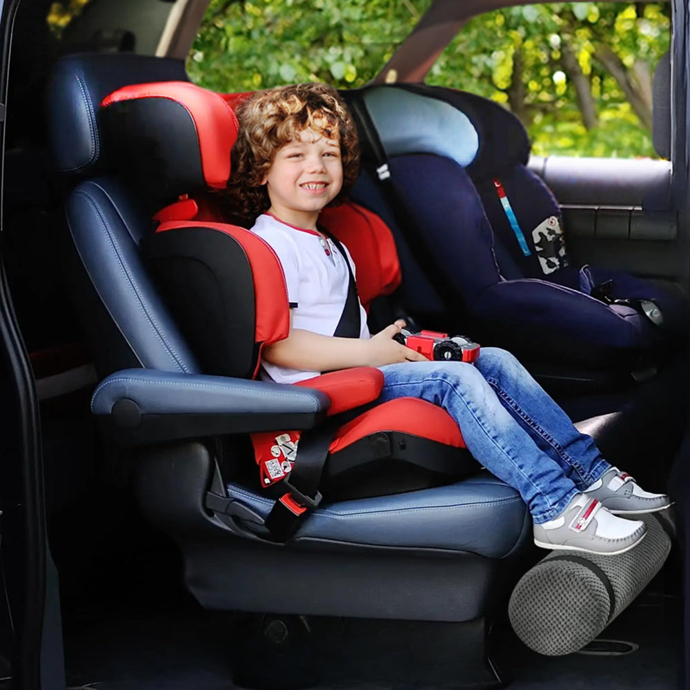 Swanoo foot rest in car boosts leg comfort on long drives.