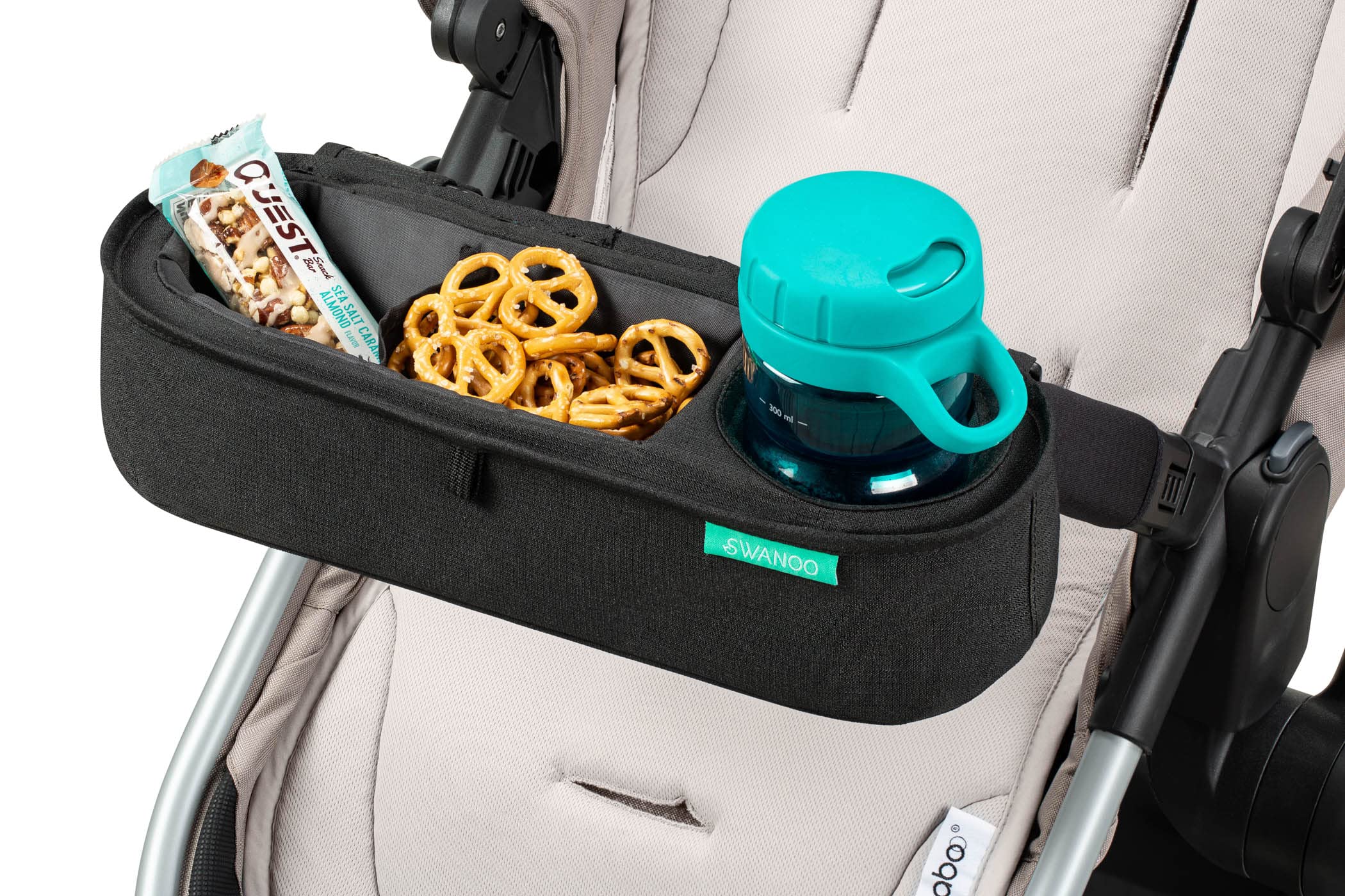 Swanoo washable fabric tray for quick cleanup after messes.