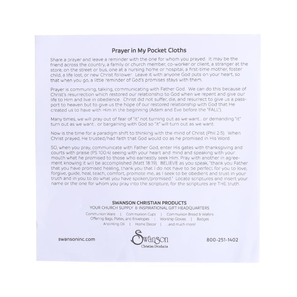 Swanson Christian Products prayers-in-my-pocket design supports personal devotion.