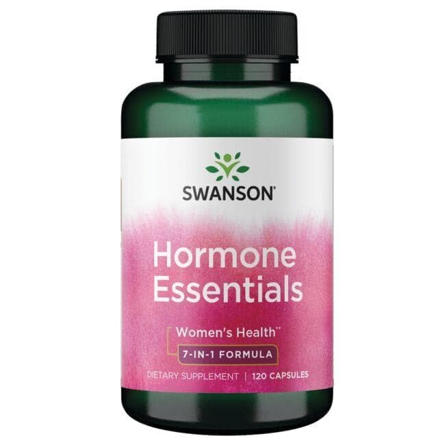 Swanson Condition Hormone Essentials bottle on shelf shows balanced hormone support.