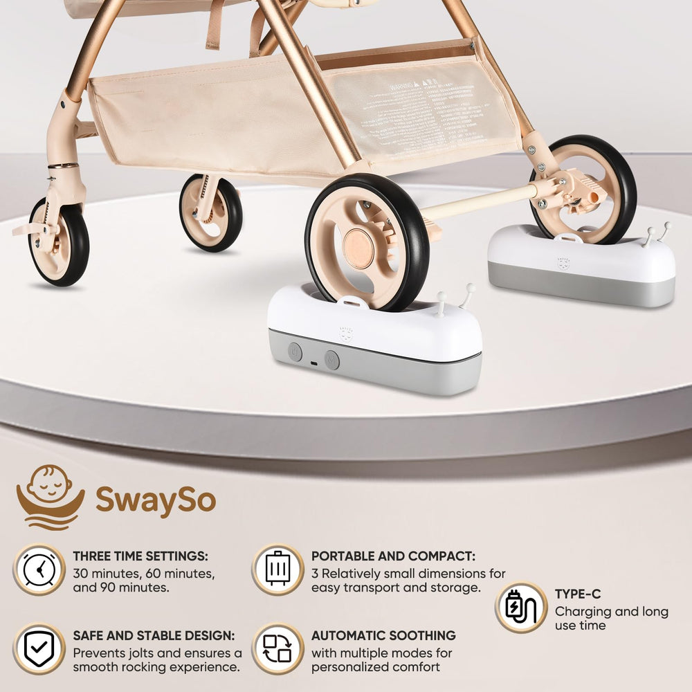 SwaySo compatible with single-wheeled strollers up to 44 pounds