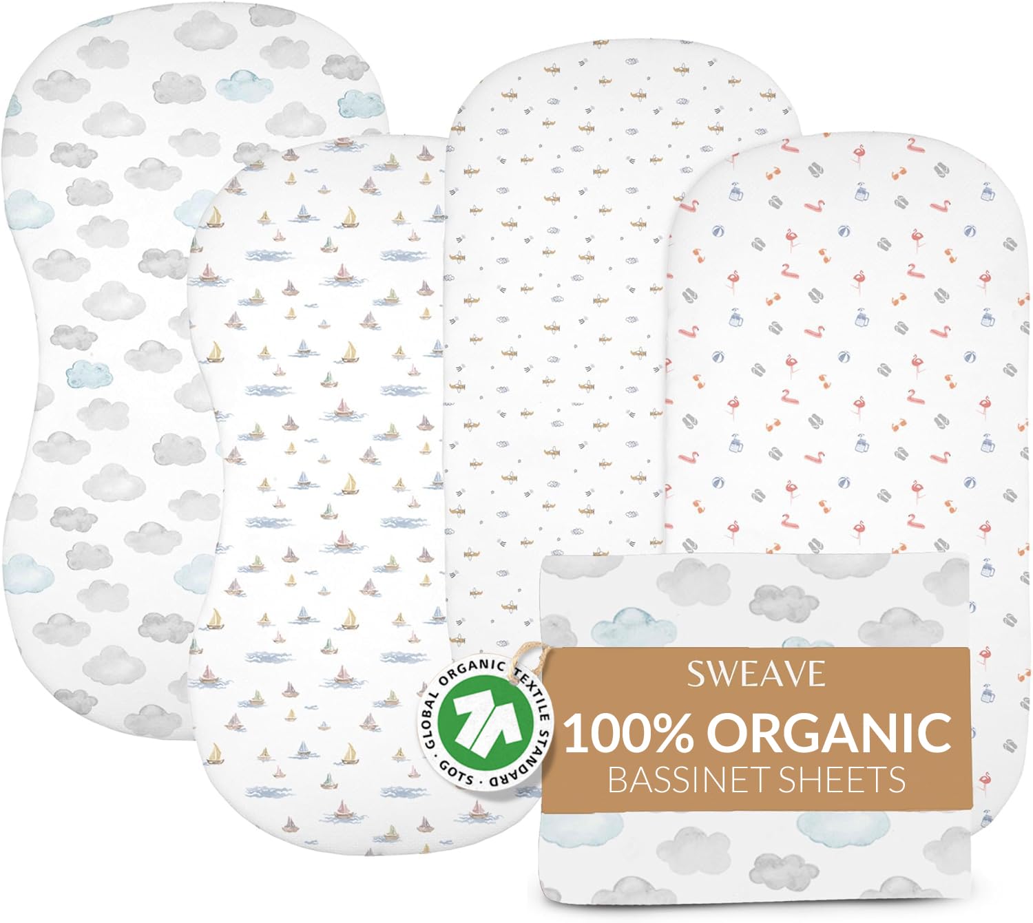 Sweave bassinet sheets 4-pack offer soft, breathable comfort for peaceful naps.