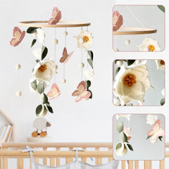 SWECOMZE baby mobile features pink butterflies to engage your baby's attention above the crib.