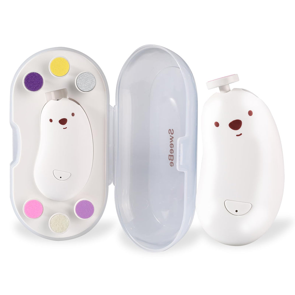 SweeBe baby nail file electric with bear design for gentle grooming.