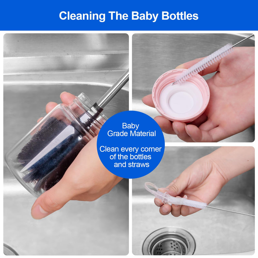 SweeBe ergonomic bottle cleaner minimizes wrist strain during use.