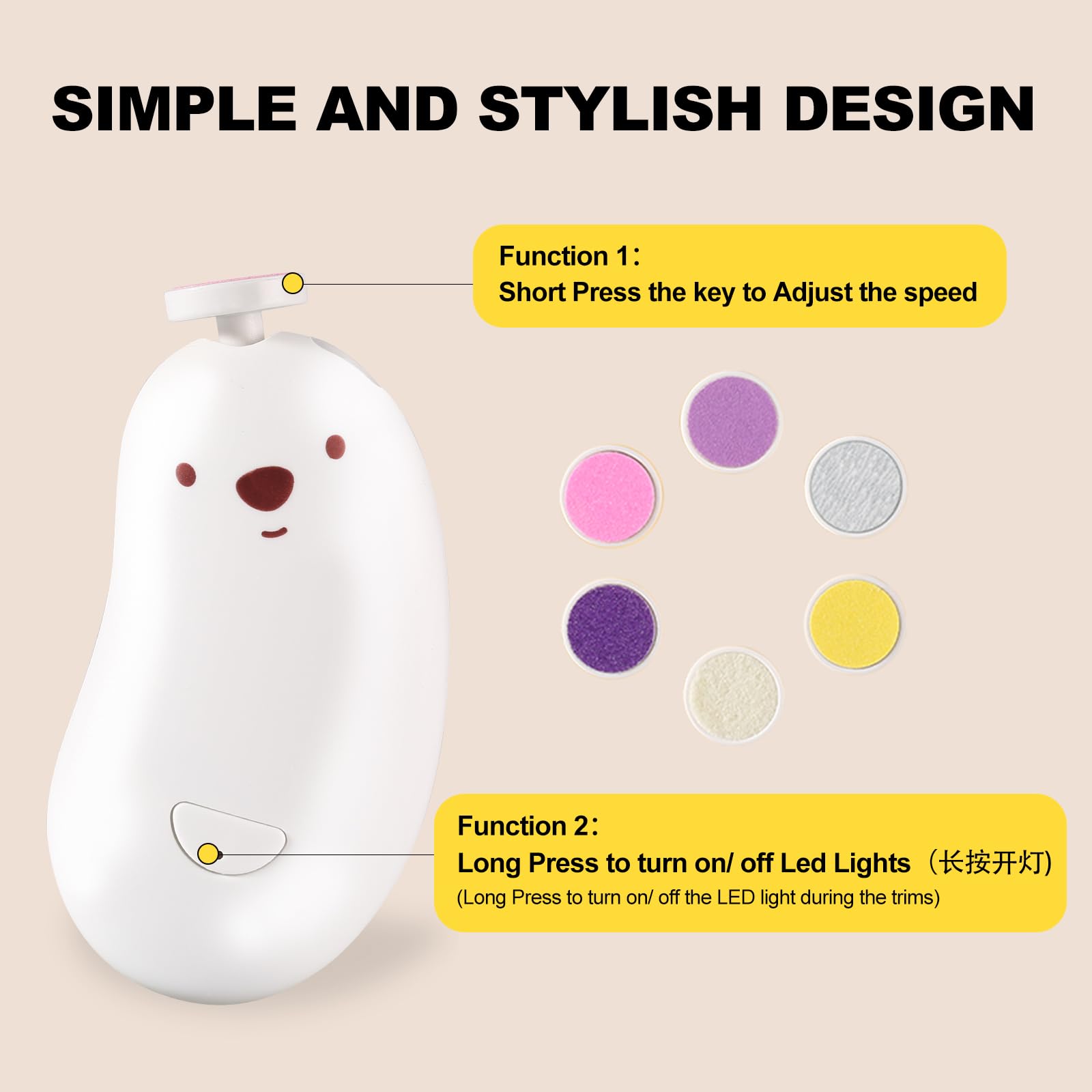 SweeBe gentle LED light aids precise nighttime nail trimming.