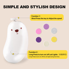 SweeBe gentle LED light aids precise nighttime nail trimming.