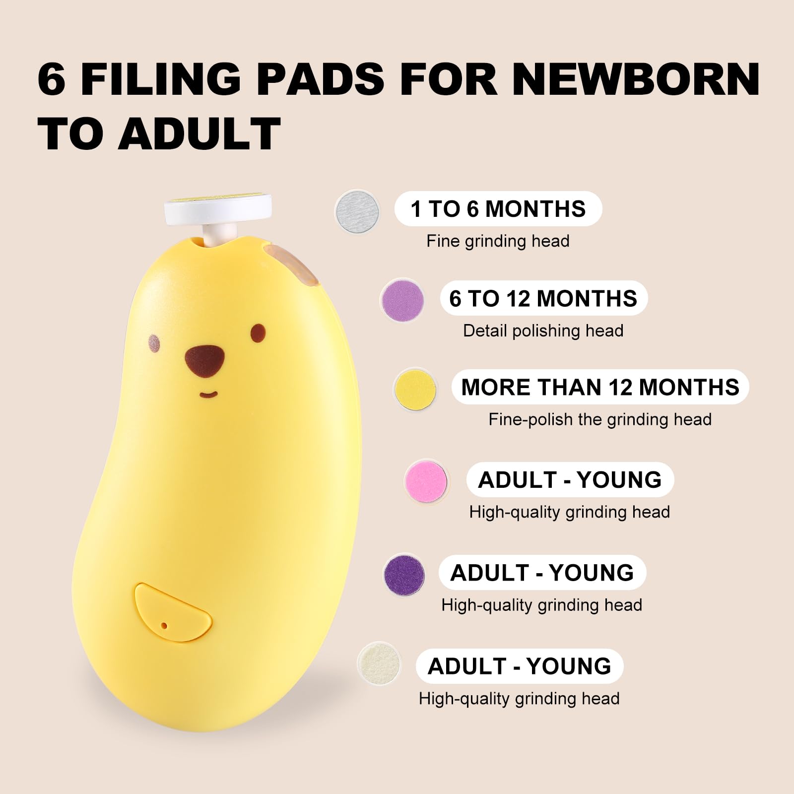 SweeBe in-hand use showing quick nails for kids and adults.