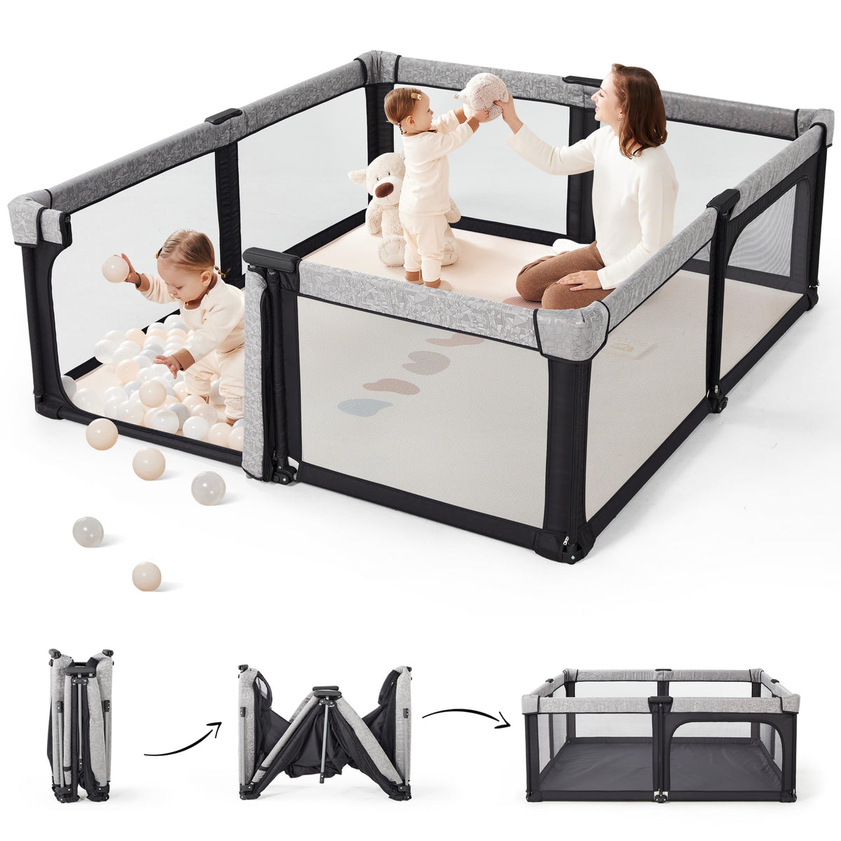 Sweeby baby playpen with door for easy access and safe play area.