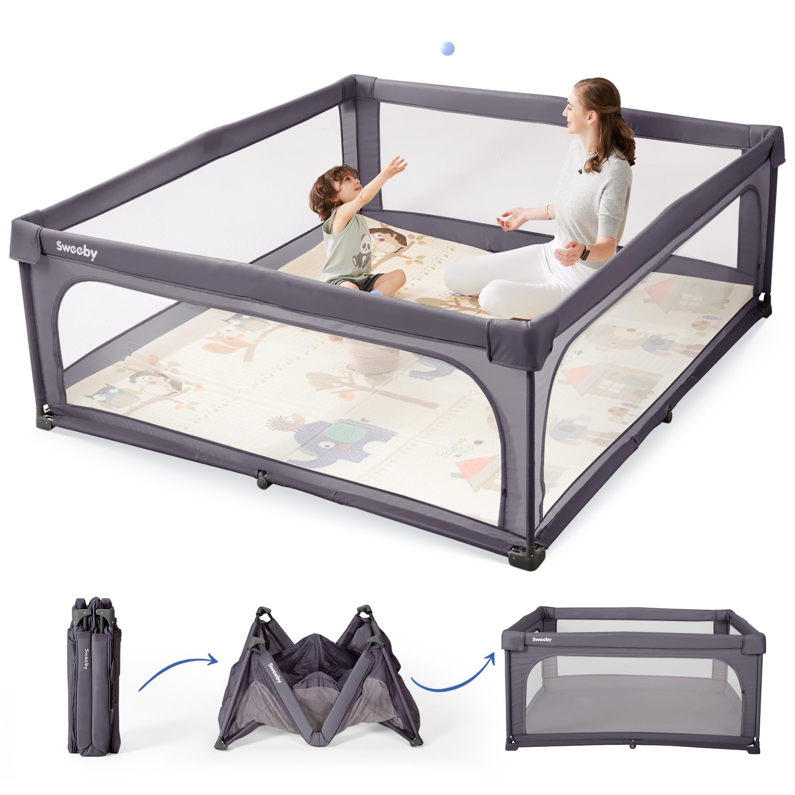 Sweeby Baby Playpen pops up quickly for instant indoor setup