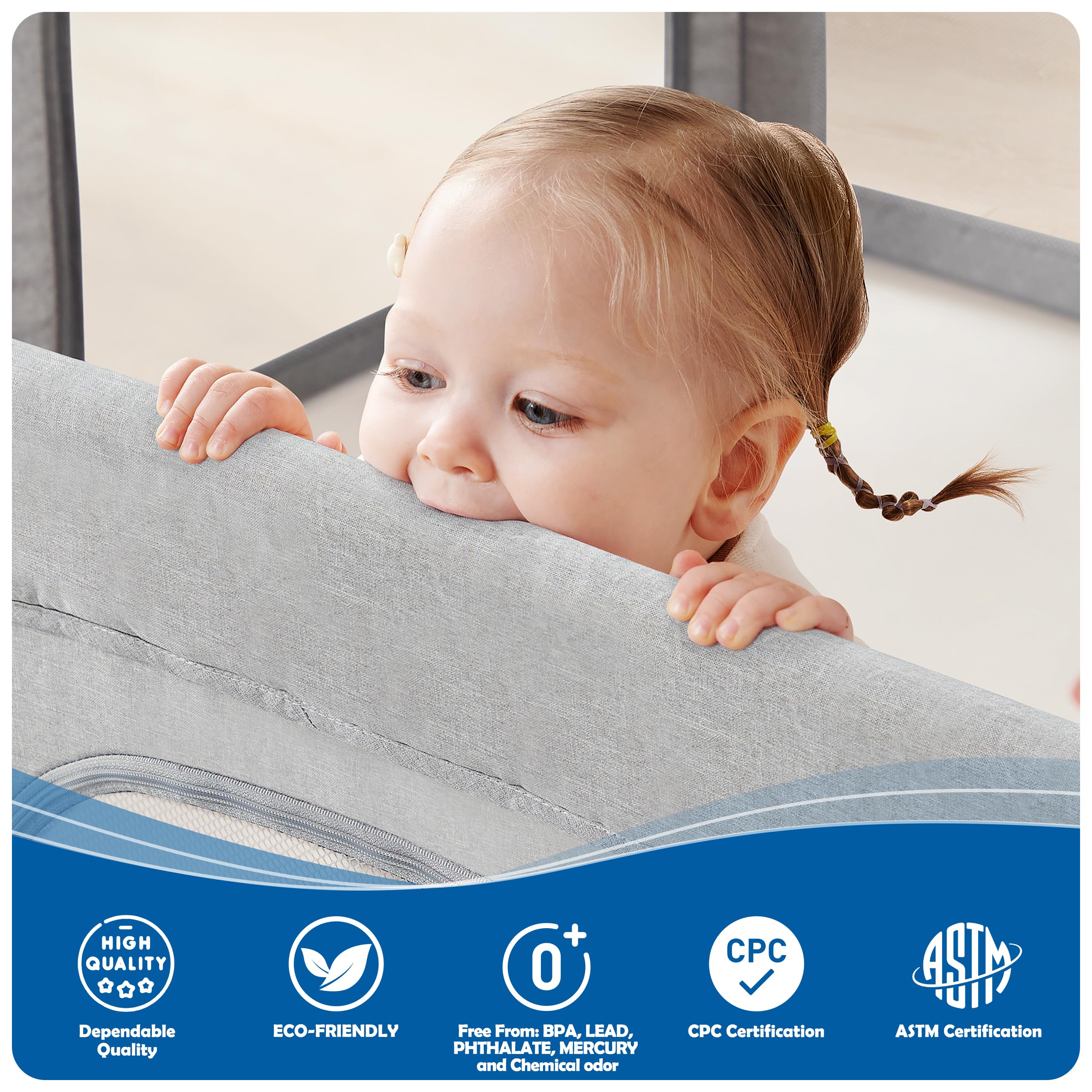 Sweeby Playpen soft touch fabric panel for baby comfort