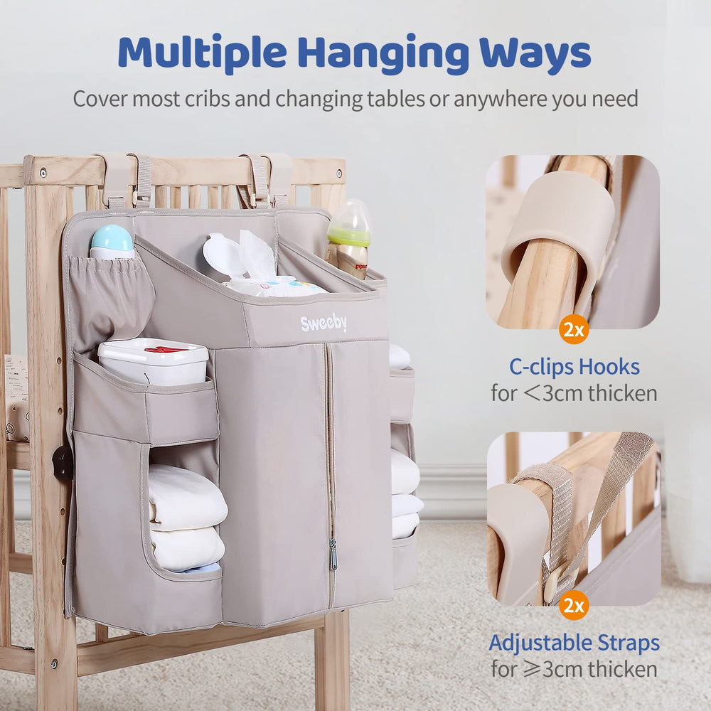 Adjustable straps and C-clips for versatile mounting on crib or table