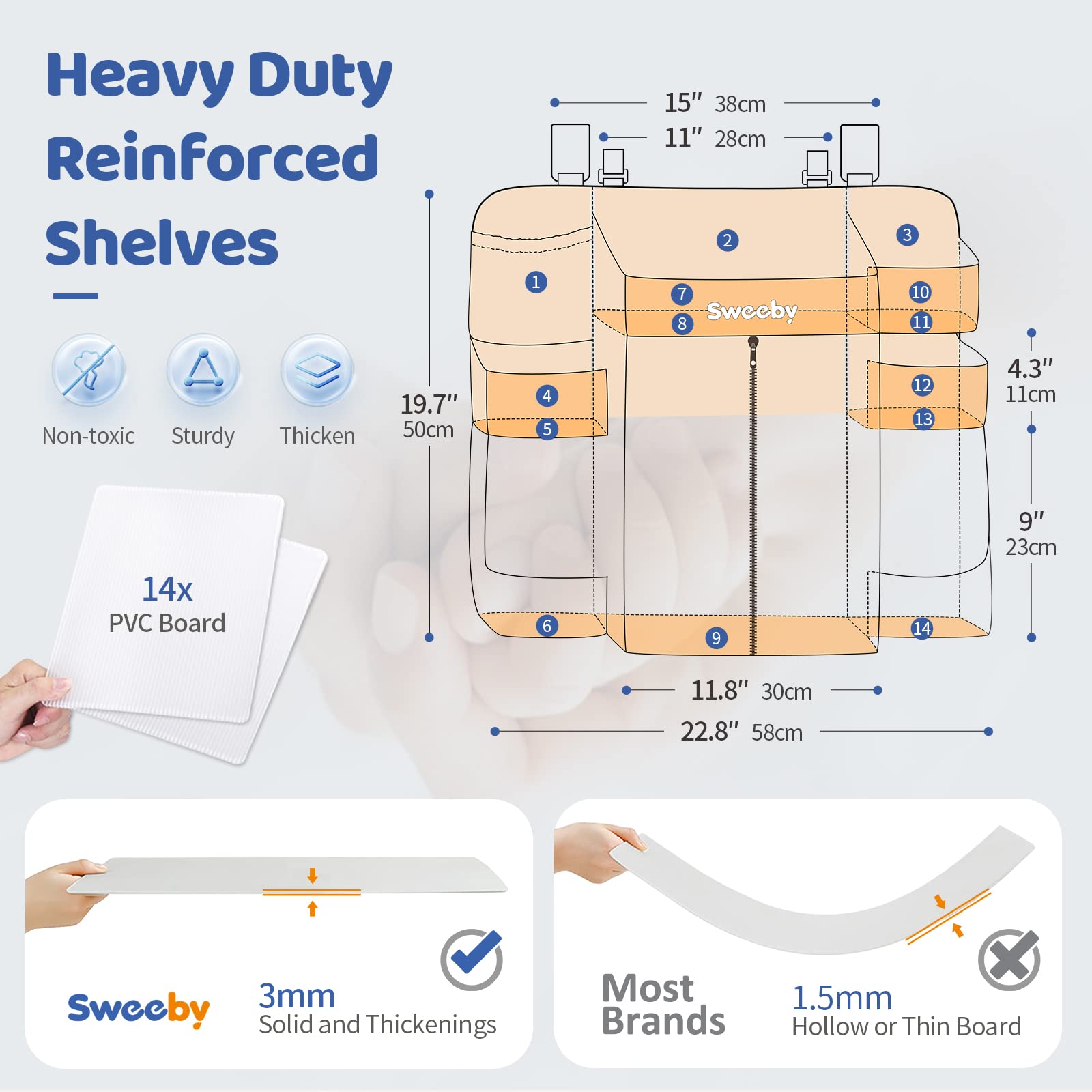 Sweeby large-zippered diaper bag feature keeps baby items organized.