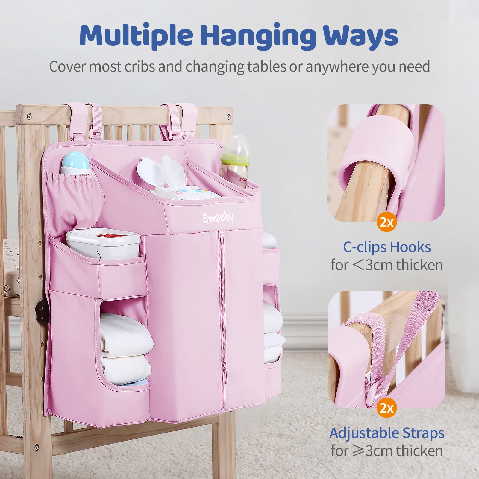 Sweeby washable surface is easy to wipe clean after messy changes.