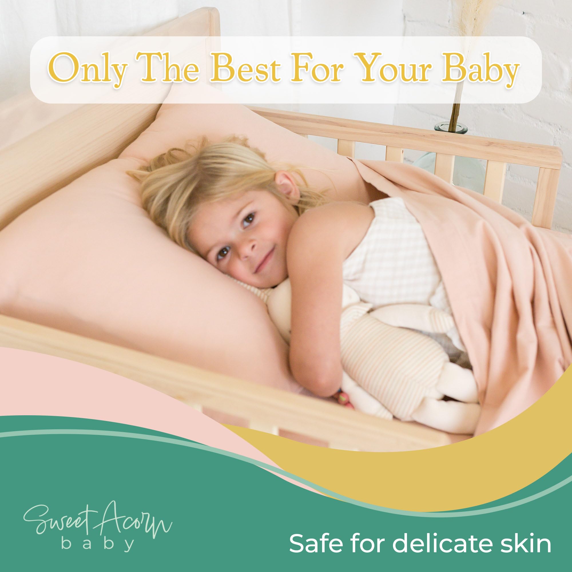 Sweet Acorn Bay Blue top sheet closeup reveals breathable jersey knit for year-round comfort