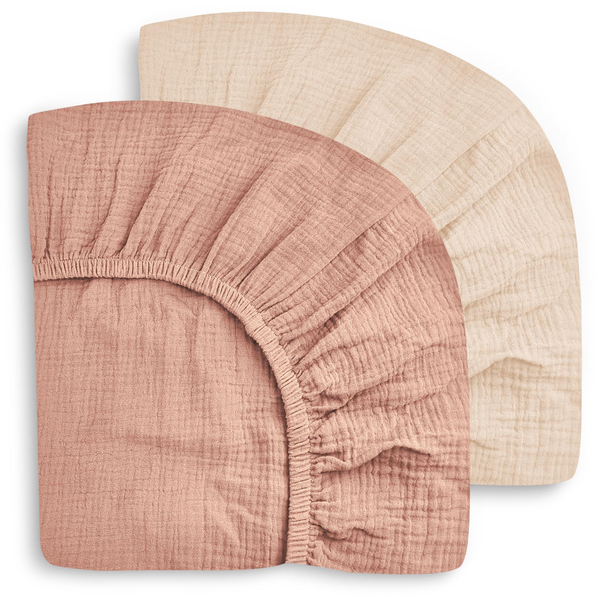 Sweet Dolphin 2-pack crib sheets folded neatly for backups.