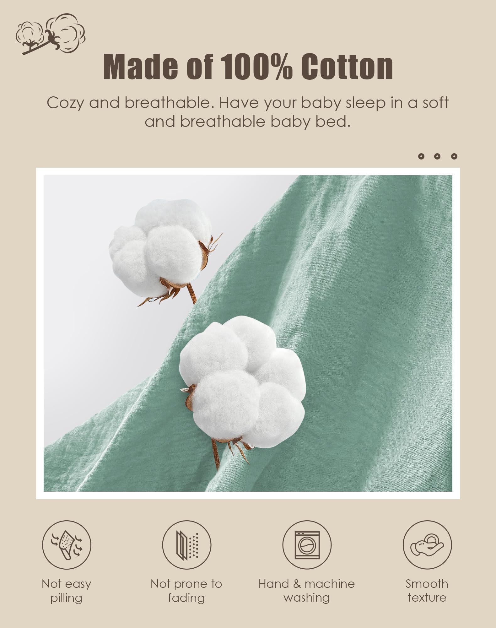 Close-up of Sweet Dolphin 40S long-staple cotton showing soft texture.