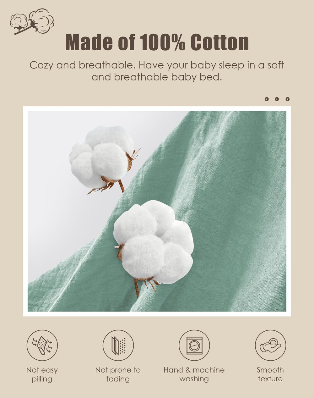 Close-up of Sweet Dolphin 40S long-staple cotton showing soft texture.