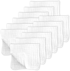 Sweet Dolphin burp cloths 12-pack front view showing soft, absorbent muslin fabric