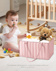 Sweet Dolphin Diaper Caddy with sturdy handles for easy room-to-room transport.