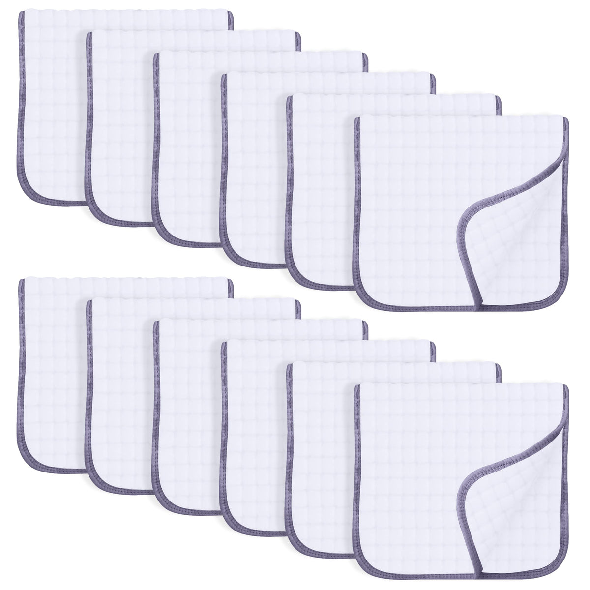 Sweet Dolphin muslin burp cloths absorbent for baby messes and spills.