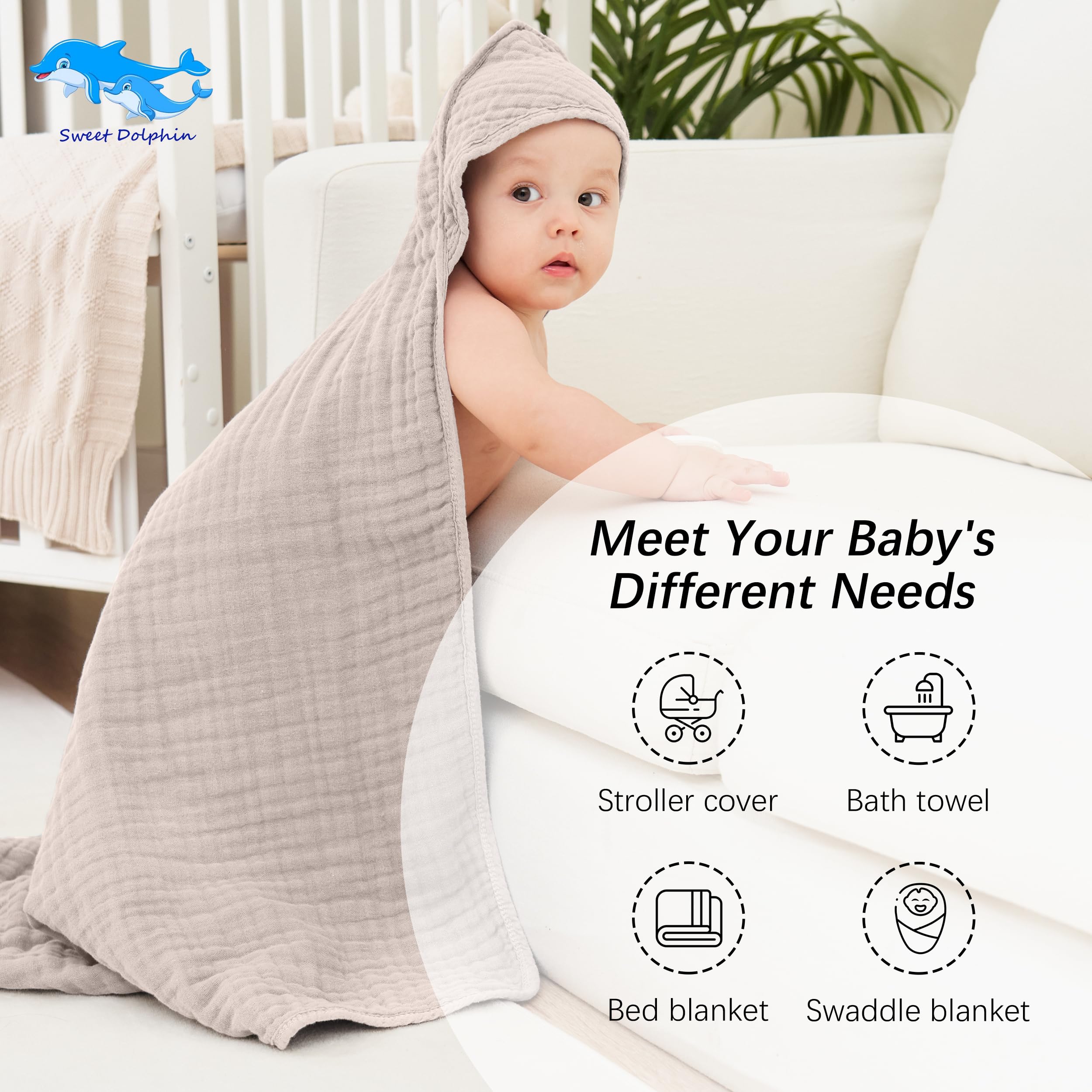 Sweet Dolphin towel machine washable design for easy care by parents.