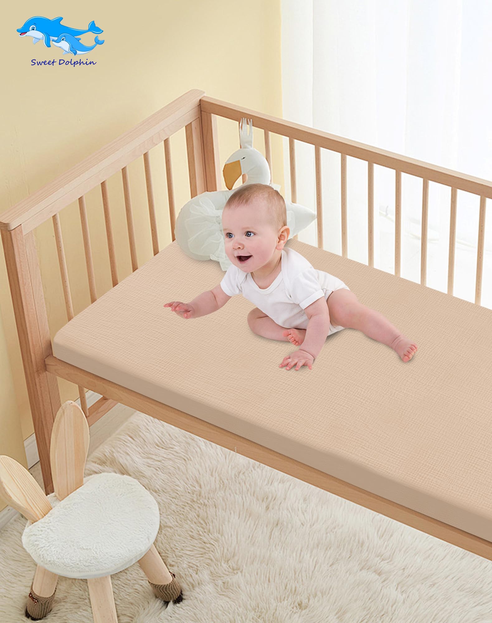 Sweet Dolphin solid colors suit any nursery theme.