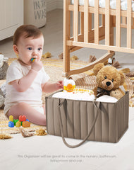 Sweet Dolphin two-pack diaper caddies in nursery storage setup for upstairs downstairs convenience