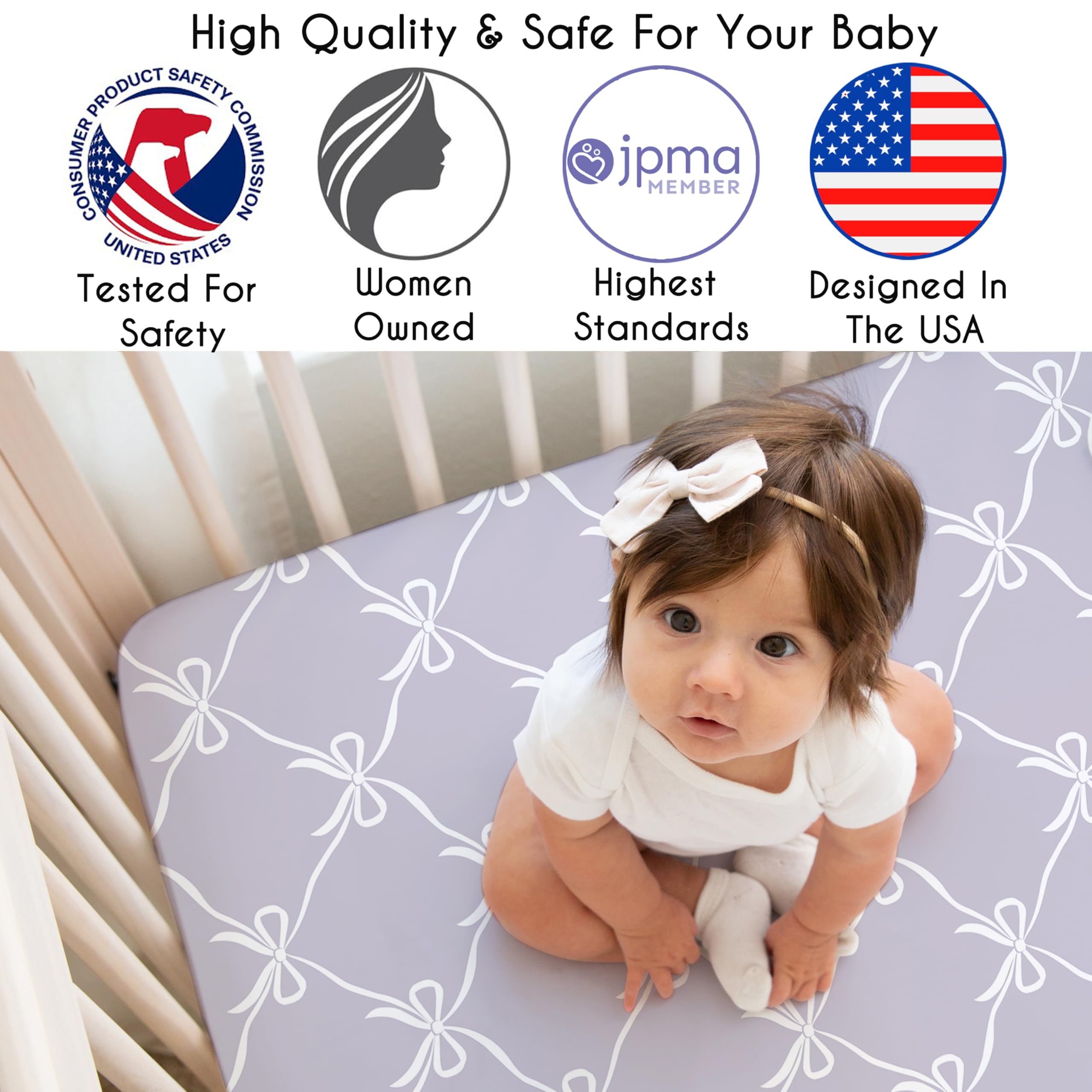 Sweet Jojo Designs crib sheet close-up highlights soft microfiber fabric.